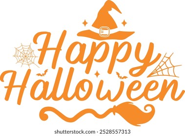 Diseño de tipografía de Halloween en fondo aislado transparente blanco liso para tarjeta, camisa, sudadera con capucha, sudadera, ropa, tarjeta, etiqueta, taza, icono, póster o insignia, feliz Halloween