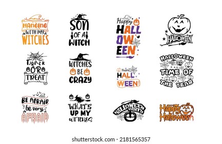 Halloween Typography design Set , Halloween party retro templates, badges, seals, patches. Concept for shirt or logo, print, stamp