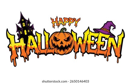 Halloween typography design with spooky jack-o'-lantern and playful font
