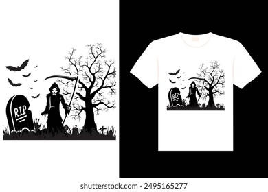 Halloween Typography haunted and creepy   t shirt design

