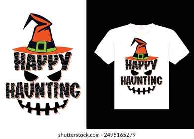 Halloween Typography haunted and creepy   t shirt design
