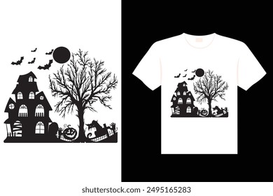 Halloween Typography haunted and creepy   t shirt design
