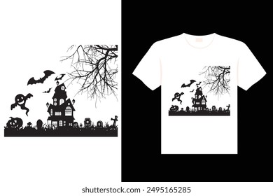 Halloween Typography haunted and creepy   t shirt design
