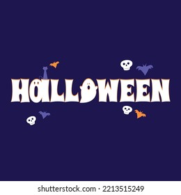 Halloween typography with ornaments vector illustration