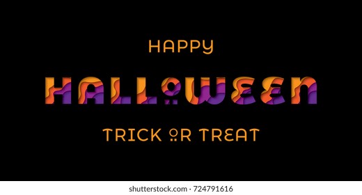 halloween typography with paper cut 3d layers effect