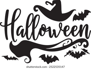 Halloween typography, silhouette vector illustration 