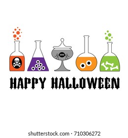 halloween typography with spooky lab bottles