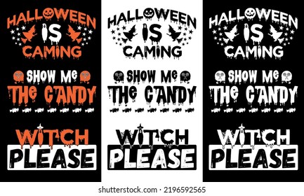 Halloween Typography t shirt Design bundle 