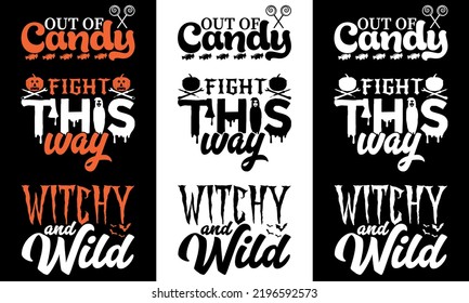 Halloween Typography t shirt Design bundle 