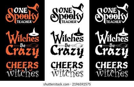 Halloween Typography t shirt Design bundle 