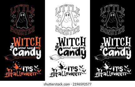 Halloween Typography t shirt Design bundle 