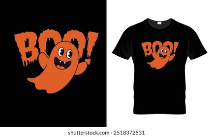 Projeto de t-shirt de tipografia de Halloween com desenho animado gost vactor