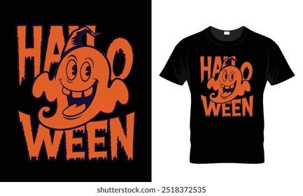 Projeto de t-shirt de tipografia de Halloween com desenho animado gost vactor