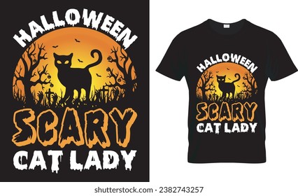 Halloween typrography vector t-shirt design . halloween typography quotes vector illustration design for print  or other uses. halloween scary cat lady