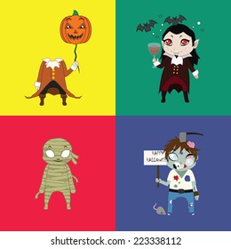 Halloween undead characters set