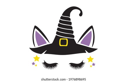 Halloween Unicorn with Witch hats Halloween Vector Design