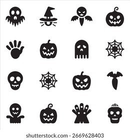 Halloween vector art icono pack bandle shilhoutee