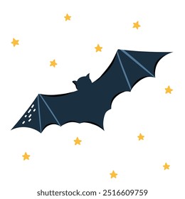 Halloween vampire bat character design. Vector illustration in flat and Doodle style for the October holiday Halloween