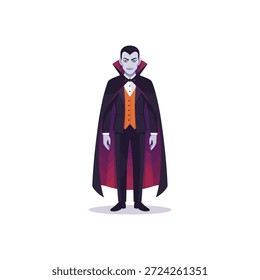 Halloween Vampir mit Cape-Ikone flaches Vektordesign.