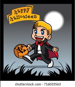 Halloween vampire cartoon and moonlight 2