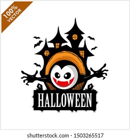 Halloween Vampire Castle Logo Vector