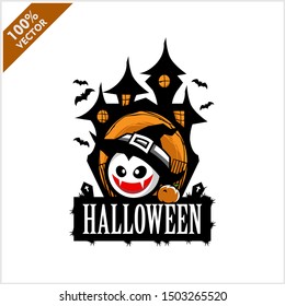 Halloween Vampire Castle Logo Vector