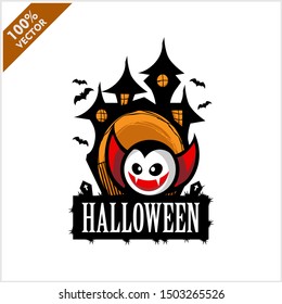 Halloween Vampire Castle Logo Vector
