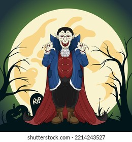 Halloween-Vampir auf dem Friedhof
