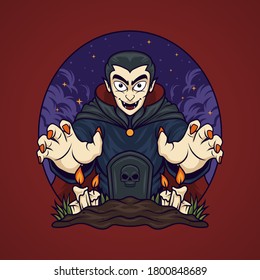 Halloween vampire character vector illustration