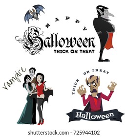 Halloween vampire in coffin, Draculas monster in cloak flat vector illustrations, good for party invitation or flyer, greeting card