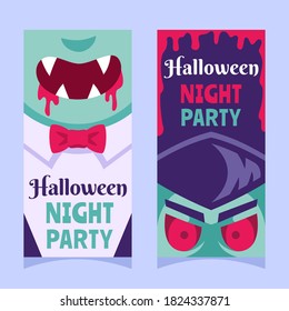halloween vampire dracula banner flat design template