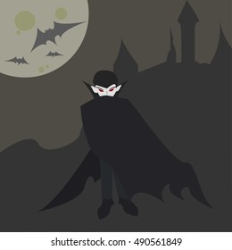 Halloween Vampire or Dracula Illustration Flat Cartoon