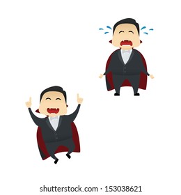 Halloween vampire dracula set doing actions over white background