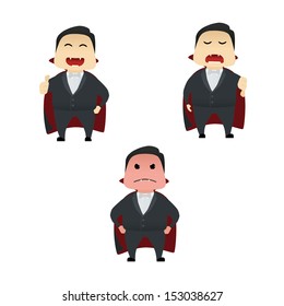 Halloween vampire dracula set doing actions over white background