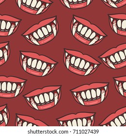 halloween vampire fangs seamless pattern