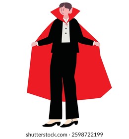 Halloween vampire flat style vector cartoon illustration