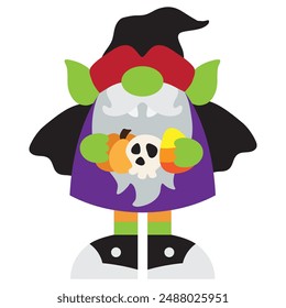 Halloween vampire gnome vector cartoon illustration