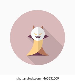 Halloween vampire icon, Vector flat long shadow design. Halloween concept.