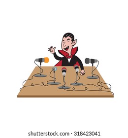 Halloween Vampire press interview cartoon