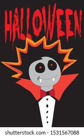 Halloween vampire vector, cartoon design poster, banner, holiday and template design