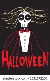 Halloween vampire vector, cartoon design poster, banner, holiday and template design