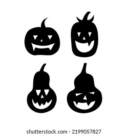 Halloween vector angry pumpkins. Decorative set silhouettes with funny pumpkins. Collection with pampkins images
