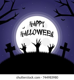 Halloween vector art with big moon and dark background