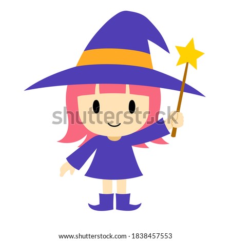 halloween vector art: witch with magic wand