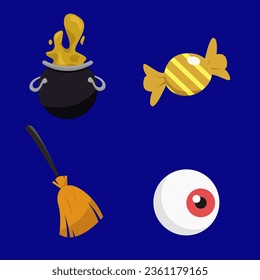 Activos vectoriales de Halloween con estilo de diseño plano lindo