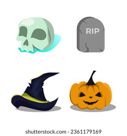 Halloween vector assets with cute flat design style