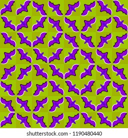 Halloween vector background with bats. Optical illusion of movement. Seamless pattern.