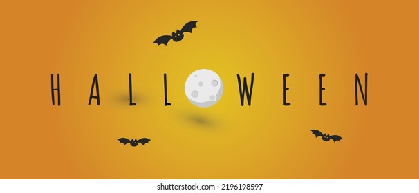 Halloween vector background with bats and orange accent, scary seasonal concept for business and sale purposes, wide web banner