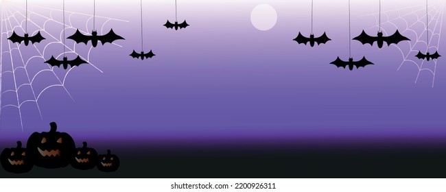 Halloween vector background with bats and pumpkins