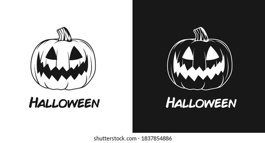 Halloween vector background black and white. Jack o lantern black and white vector.